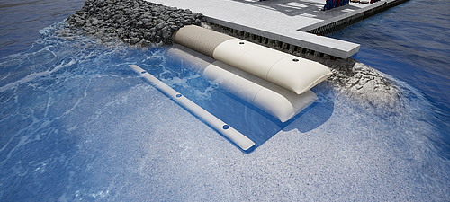 Bonifica e protezione degli argini con i tubi SoilTain nel campo dei geotessili e dell'ingegneria idraulica Tubo geotessile di protezione costiera SoilTain con materassino di protezione e pietre di armatura per la bonifica e la protezione degli argini