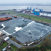 Surface reinforced with stabilenka for the storage of monopiles