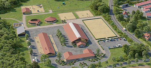 Lubratec Specials: soluzioni per animali per le aree esterne Lubratec Specials: Prodotti per uso esterno, tra cui strato separatore, tettoia per pascolo, tenda e rastrelliera per mangimi.