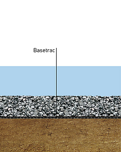 Strada ottimizzata con geosintetici HUESKER in Basetrac Sezione stradale con geosintetici HUESKER in Basetrac per strade di costruzione ottimizzate